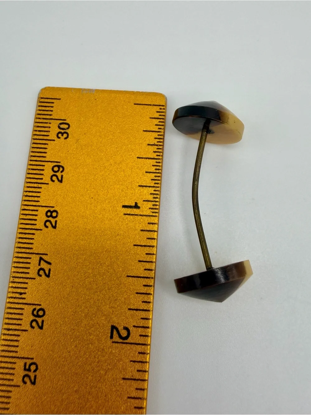 Butterscotch Bakelite Jabot Hat Pin Two Tone Geometric Cap Stick Art Deco Vtg